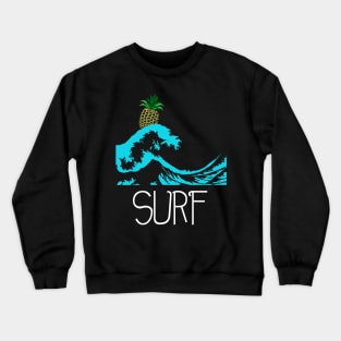 Pineapple at sea wave surf Crewneck Sweatshirt